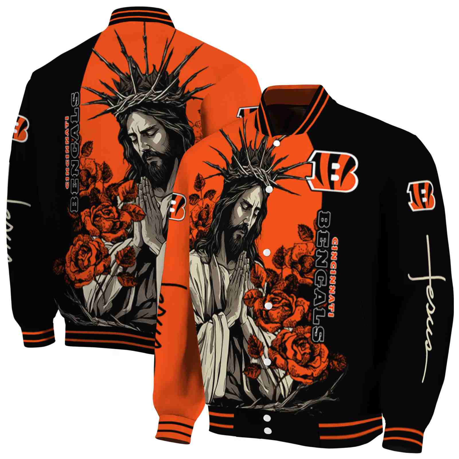 Cincinnati Bengals NCAA Hands In Prayer Orange Black Jacket Custom Gift For Sport Team Fans 