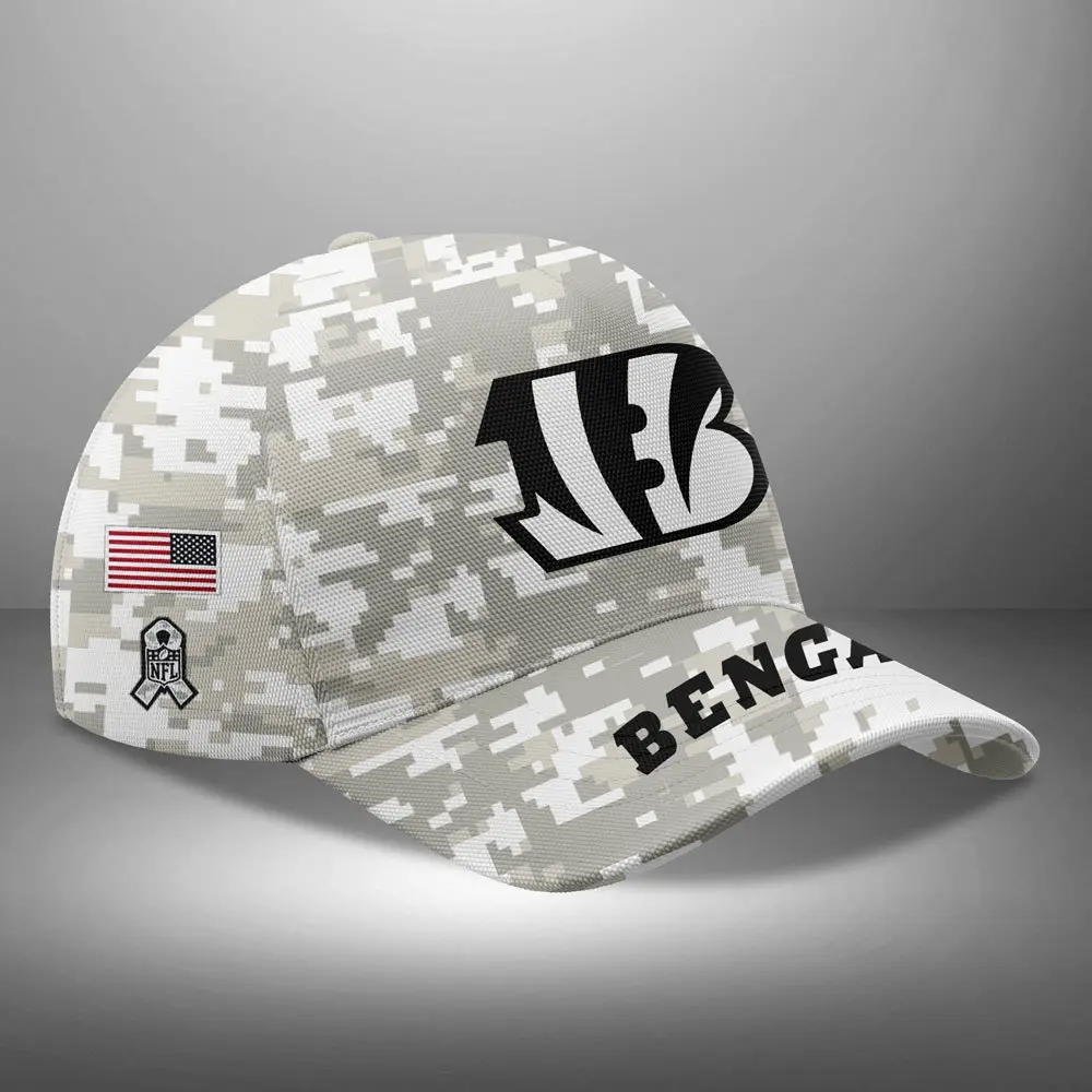 Cincinnati Bengals Nfl Arctic Camo 2024 Salute To Service Custom Name And Year Classic Cap Wcc1009
