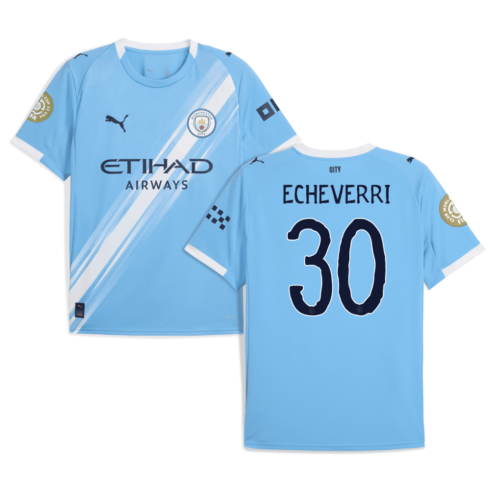Claudio Echeverri 30 Manchester City x KidSuper 2025/26 FIFA Club World Cup 25 USA Patch Home Men Jersey - Sky Blue
