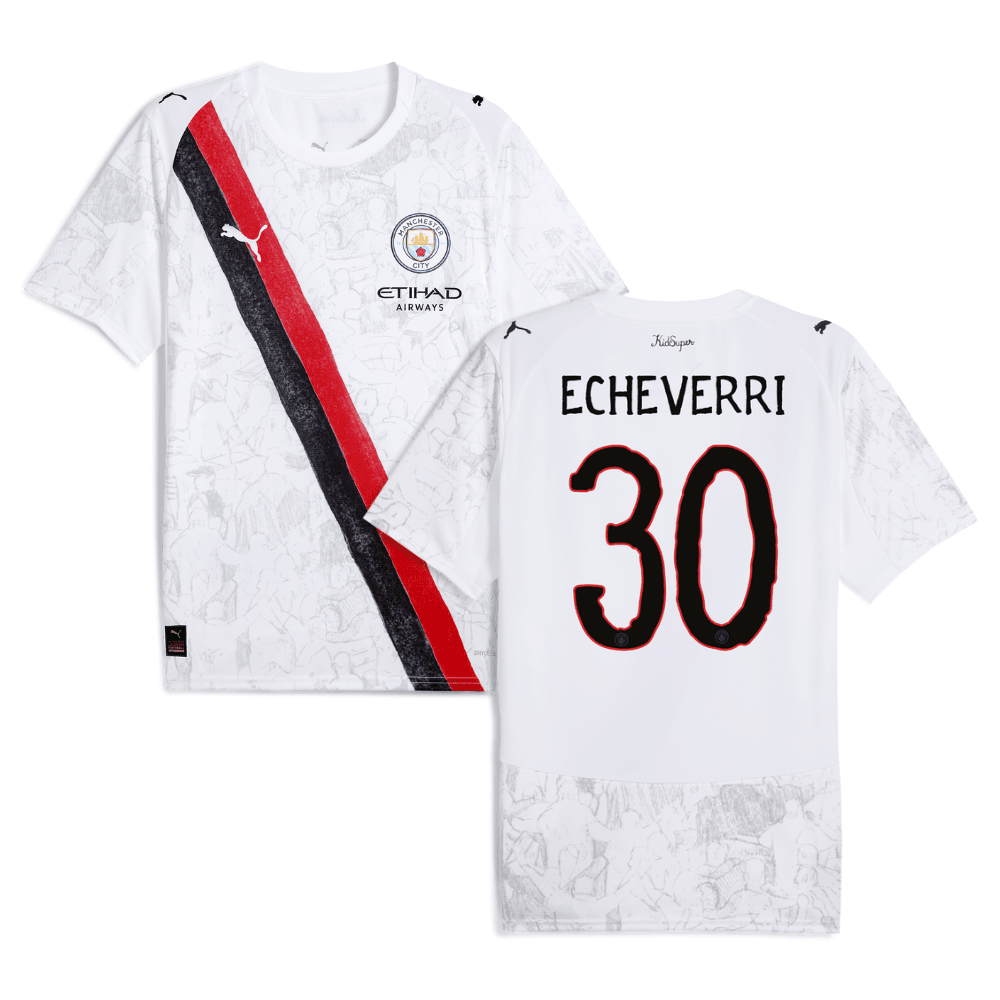 Claudio Echeverri 30 Manchester City x KidSuper 2025/26 Men Jersey - White