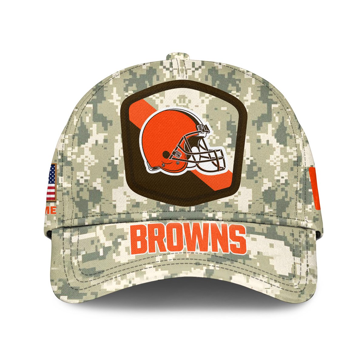 Cleveland Browns Camo Salute To Service Personalized Classic Baseball Cap