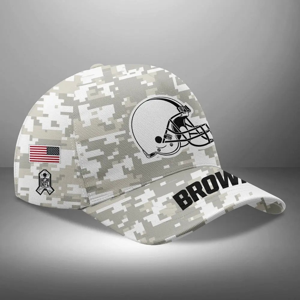 Cleveland Browns Nfl Arctic Camo 2024 Salute To Service Custom Name And Year Classic Cap Wcc1007