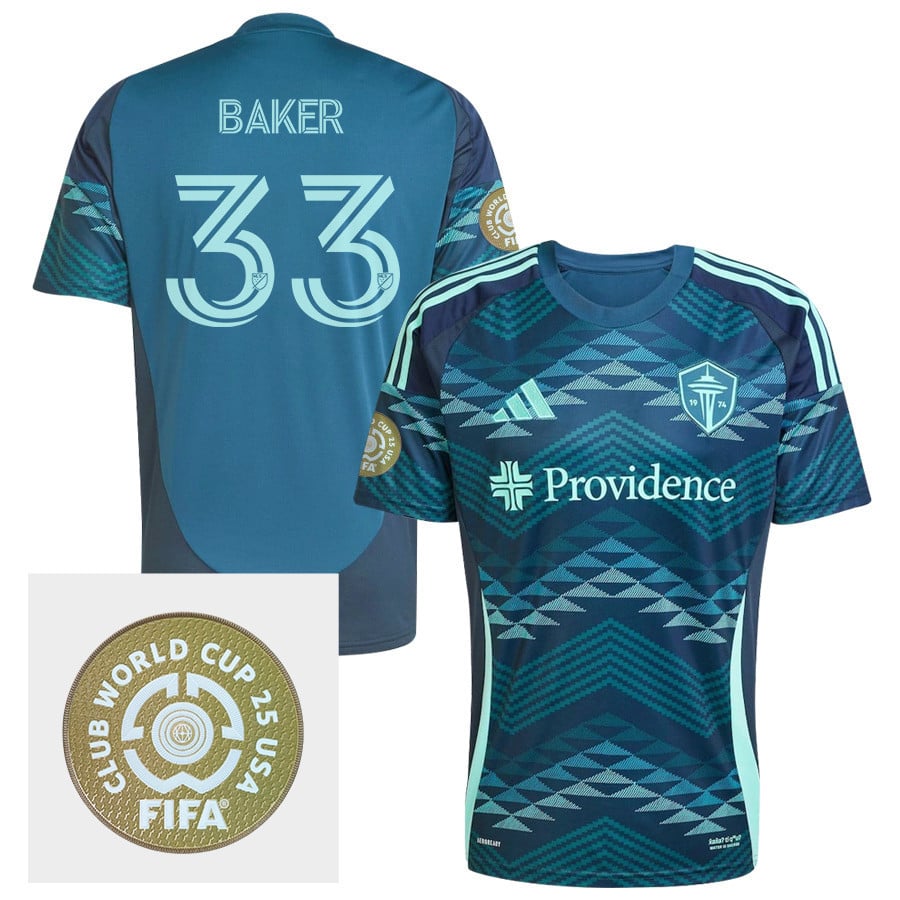 Cody Baker 33 Seattle Sounders FC 2025 The Salish Sea Kit FIFA Club World Cup 25 USA Patch Men Jersey - Blue