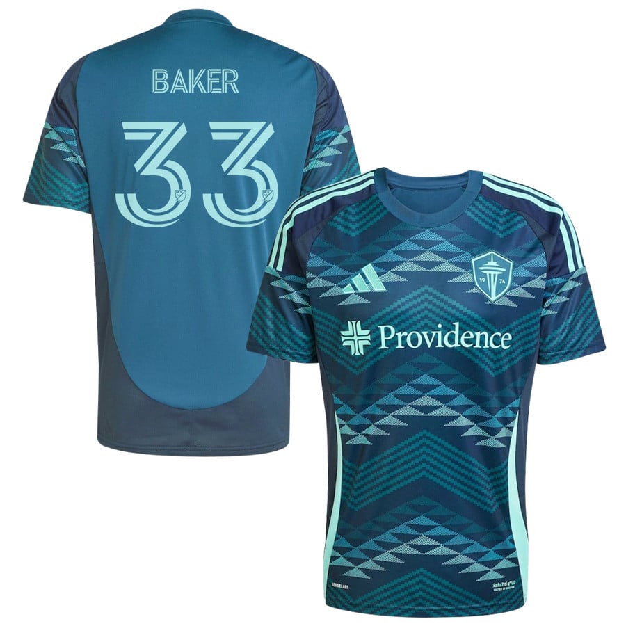 Cody Baker 33 Seattle Sounders FC 2025 The Salish Sea Kit Men Jersey - Blue