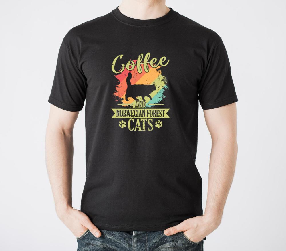 Coffee and Norwegian Forest Cat - Unisex Standard T-Shirt