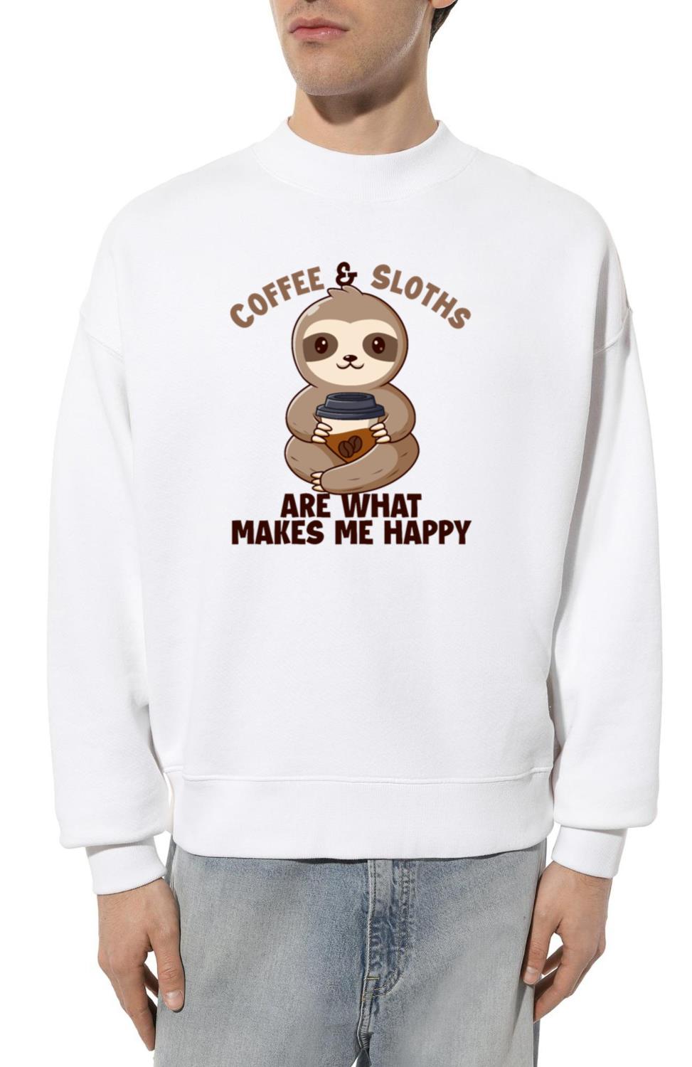 Coffee And Sloths Makes Me Happy Brown-Throated - Unisex Sweatshirt