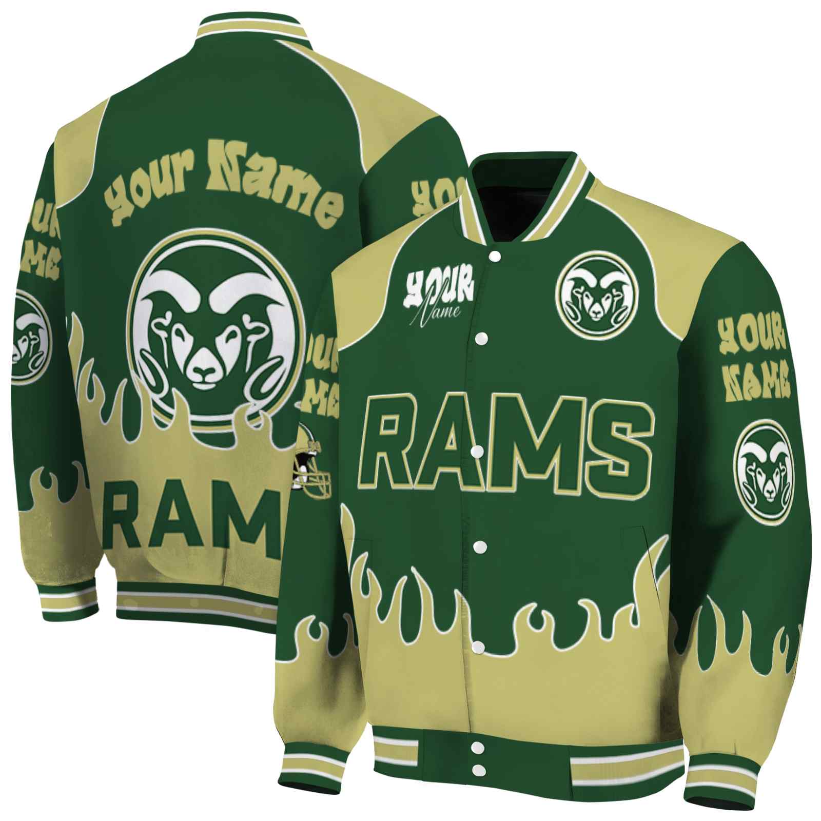 Colorado State Rams Fire Graphic Green NFL Jacket Custom For Football Fans