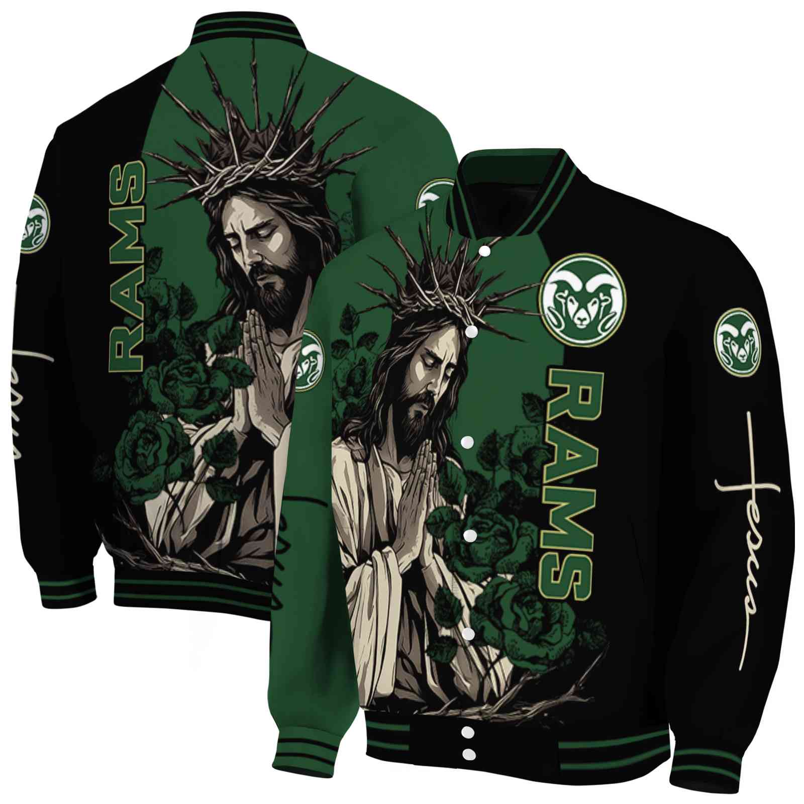 Colorado State Rams NCAA Hands In Prayer Green Black Jacket Custom Gift For Sport Team Fans 