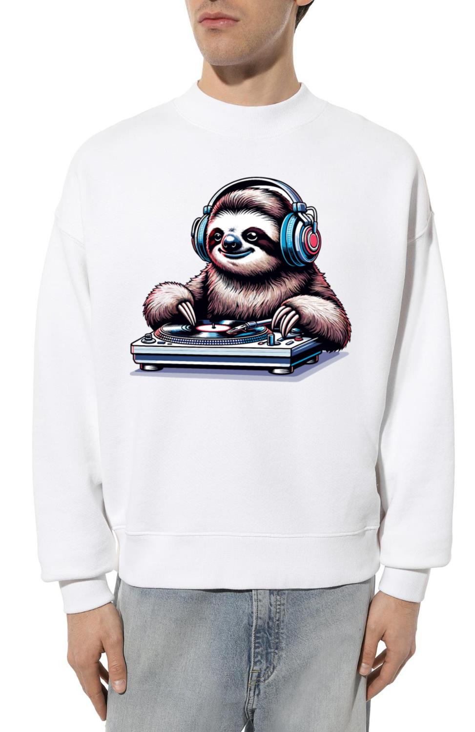 Cool DJ Sloth Spinning Records with Headphones - Unisex Sweatshirt