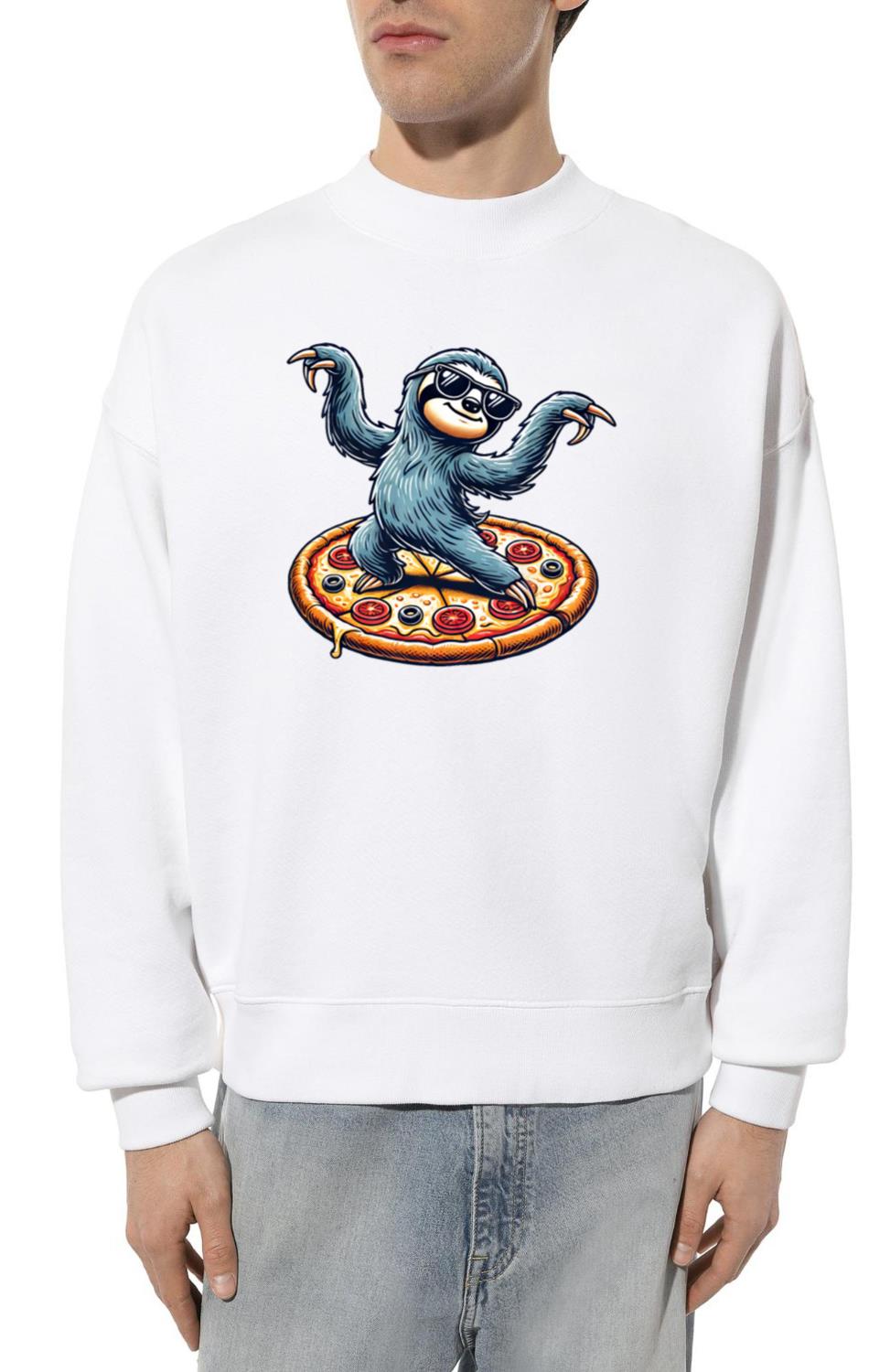 Cool sloth dancing loves pizza lazy animal - Unisex Sweatshirt