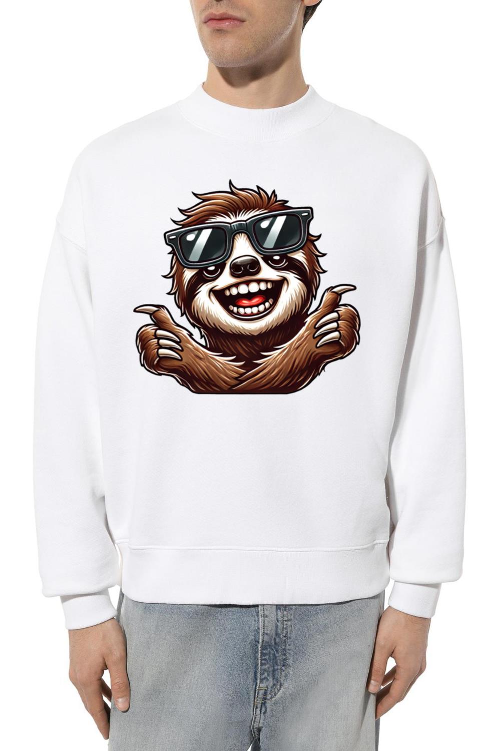 Cool Sloth with Sunglasses Fun Portrait - Unisex Sweatshirt