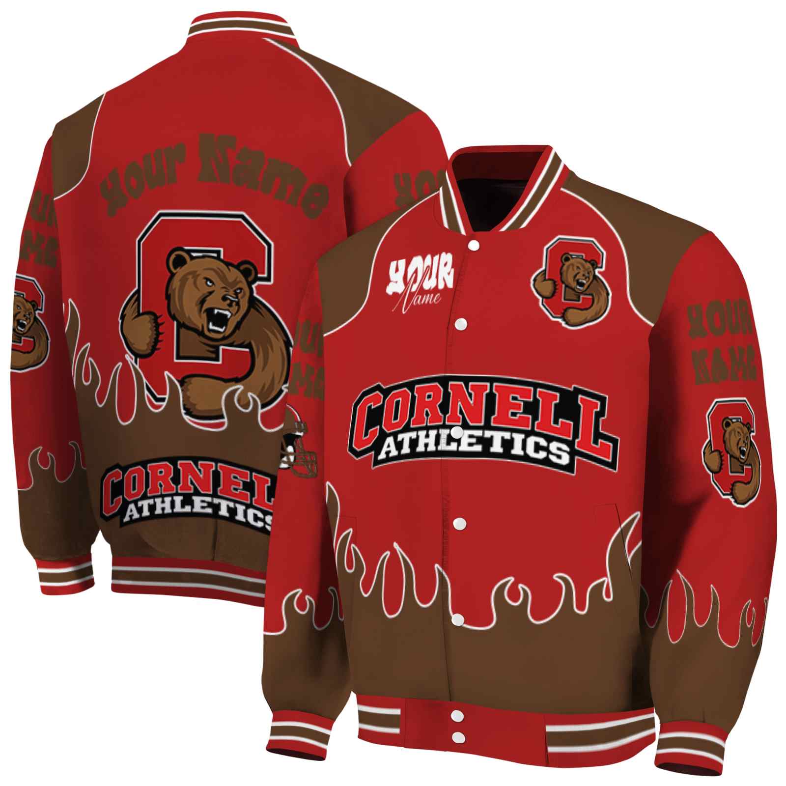 Cornell Big Red Fire Graphic Red NCAA Jacket Customized For Football Fans