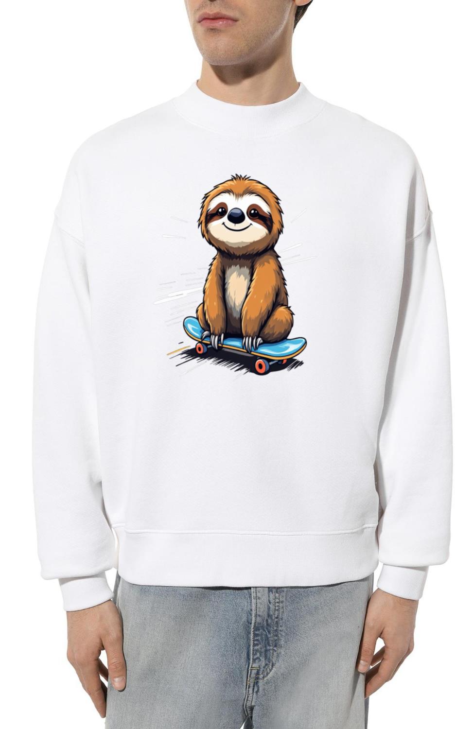 Cozy Sloth Skateboarding Fun Apparel - Unisex Sweatshirt