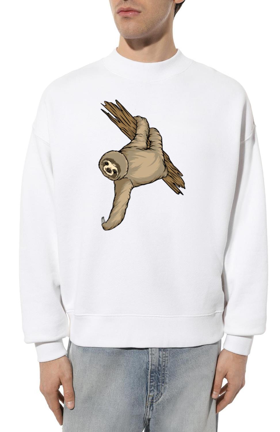 Cute adorable sloth closeup on the tree - Unisex Sweatshirt
