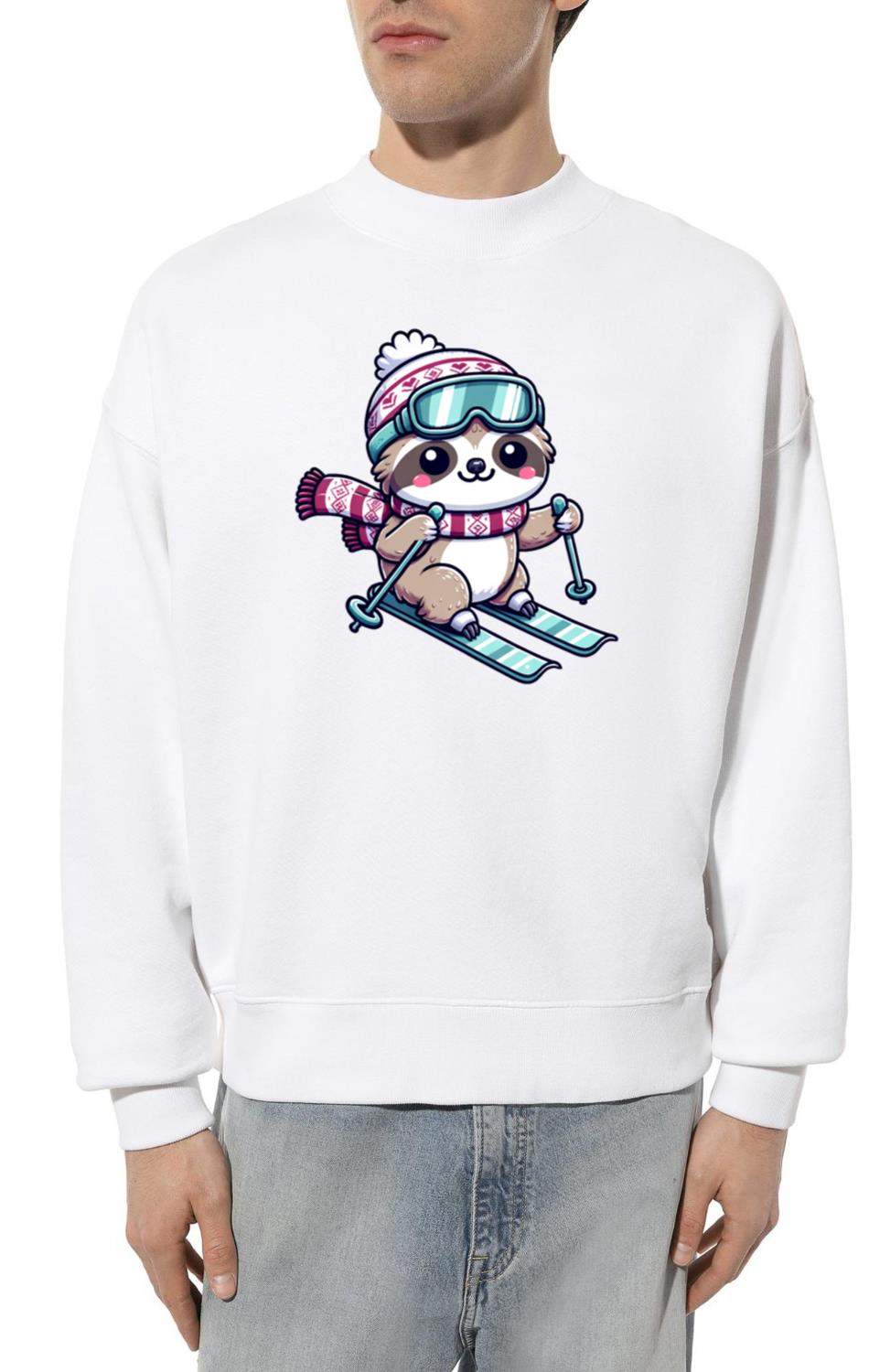 Cute Comic Sloth Skiing - Unisex Sweatshirt
