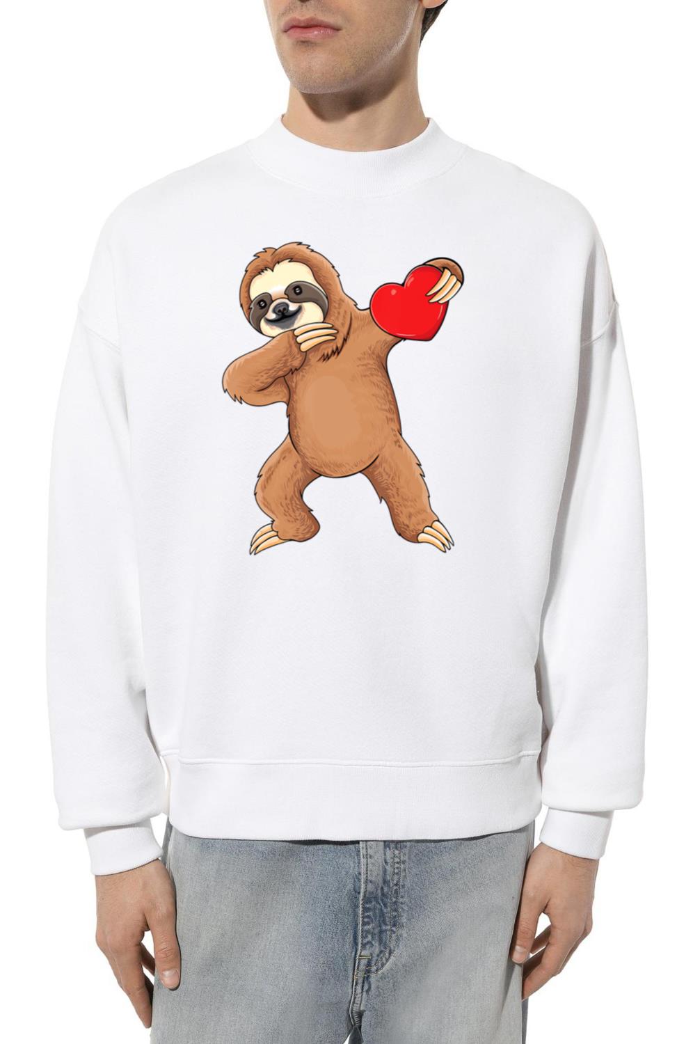 Cute dabbing sloth holding heart love sloth_1 - Unisex Sweatshirt