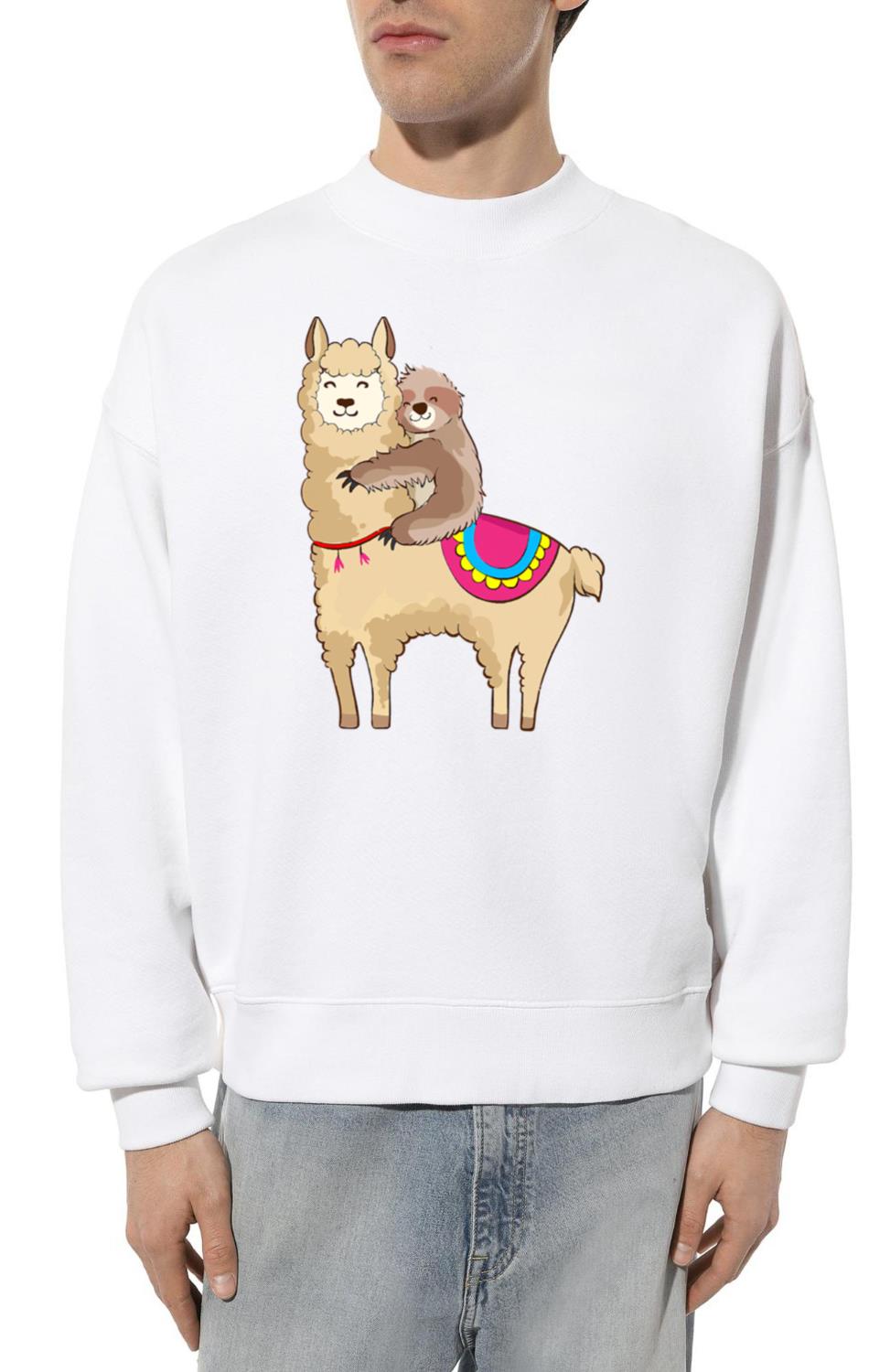 Cute Funny Sloth Riding Llama - Unisex Sweatshirt