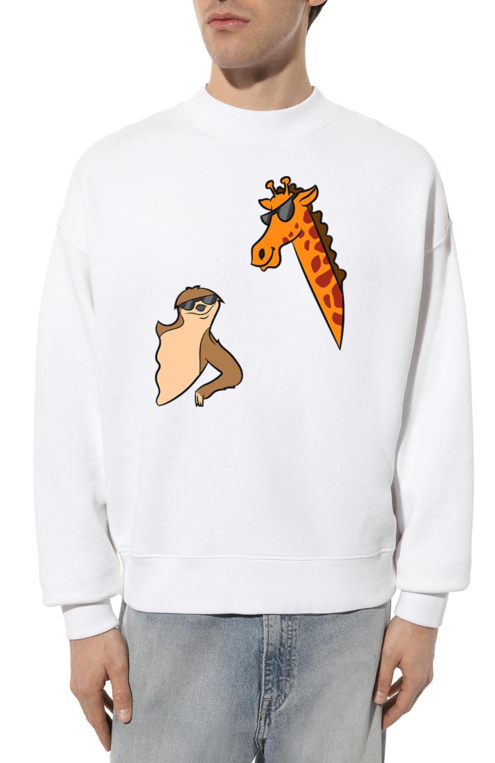 Cute Giraffe Sloth Cartoon Giraffe - Unisex Sweatshirt