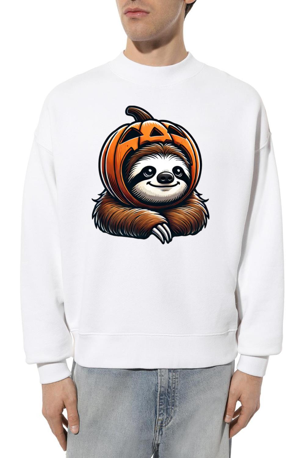Cute Halloween Sloth Pumpkin Hat Cartoon - Unisex Sweatshirt