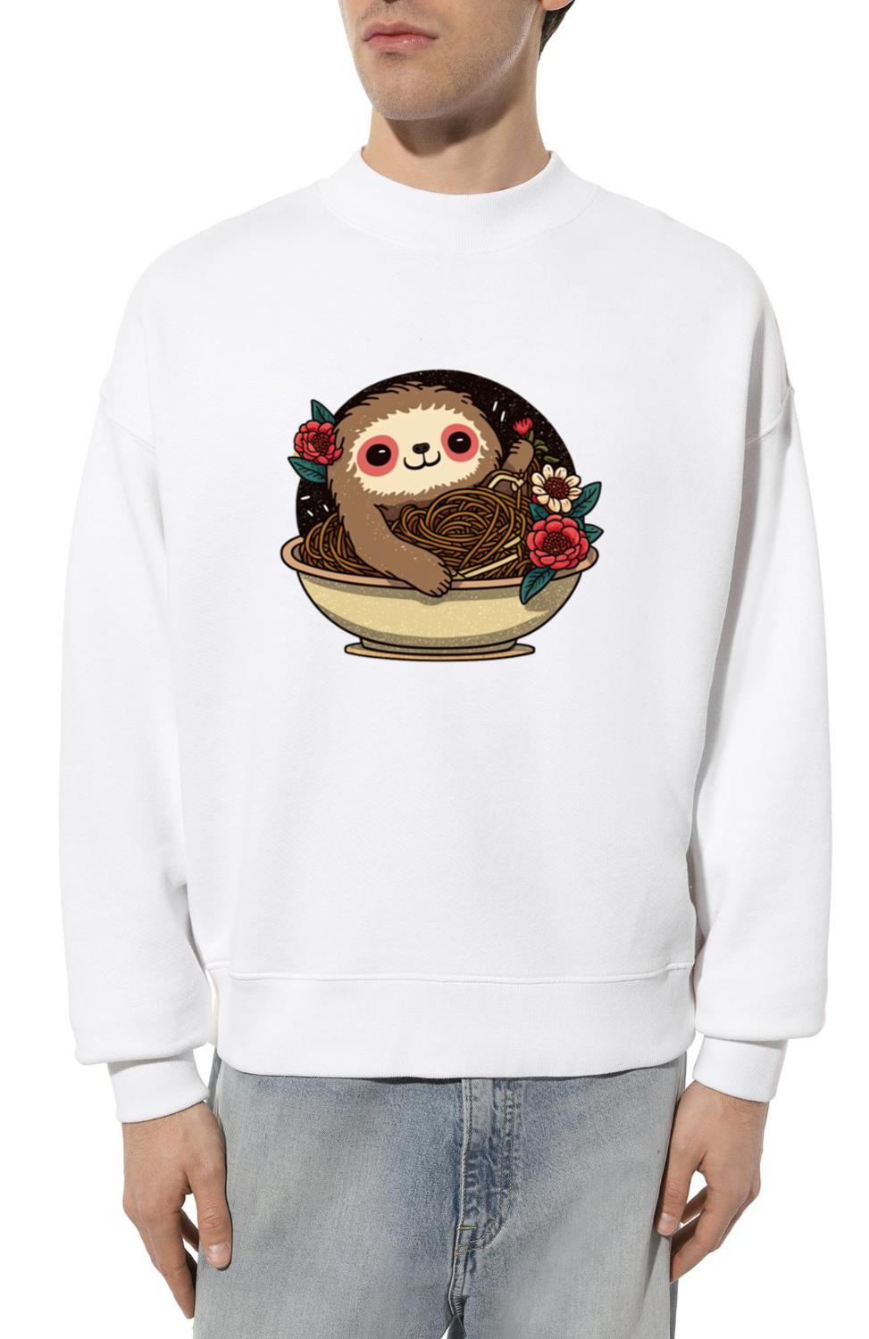 Cute Ramen Sloth Valentines Day Gift For Him, - Unisex Sweatshirt