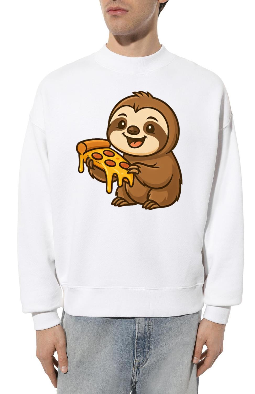 Cute sloth cartoon pizza pizza lovers fun - Unisex Sweatshirt