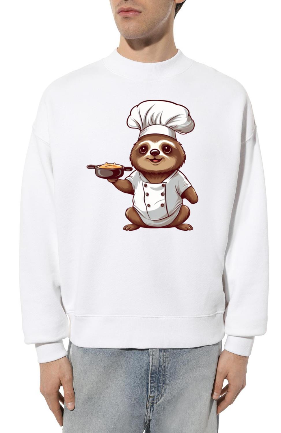 Cute Sloth Comic Chef with Chef Hat Design - Unisex Sweatshirt