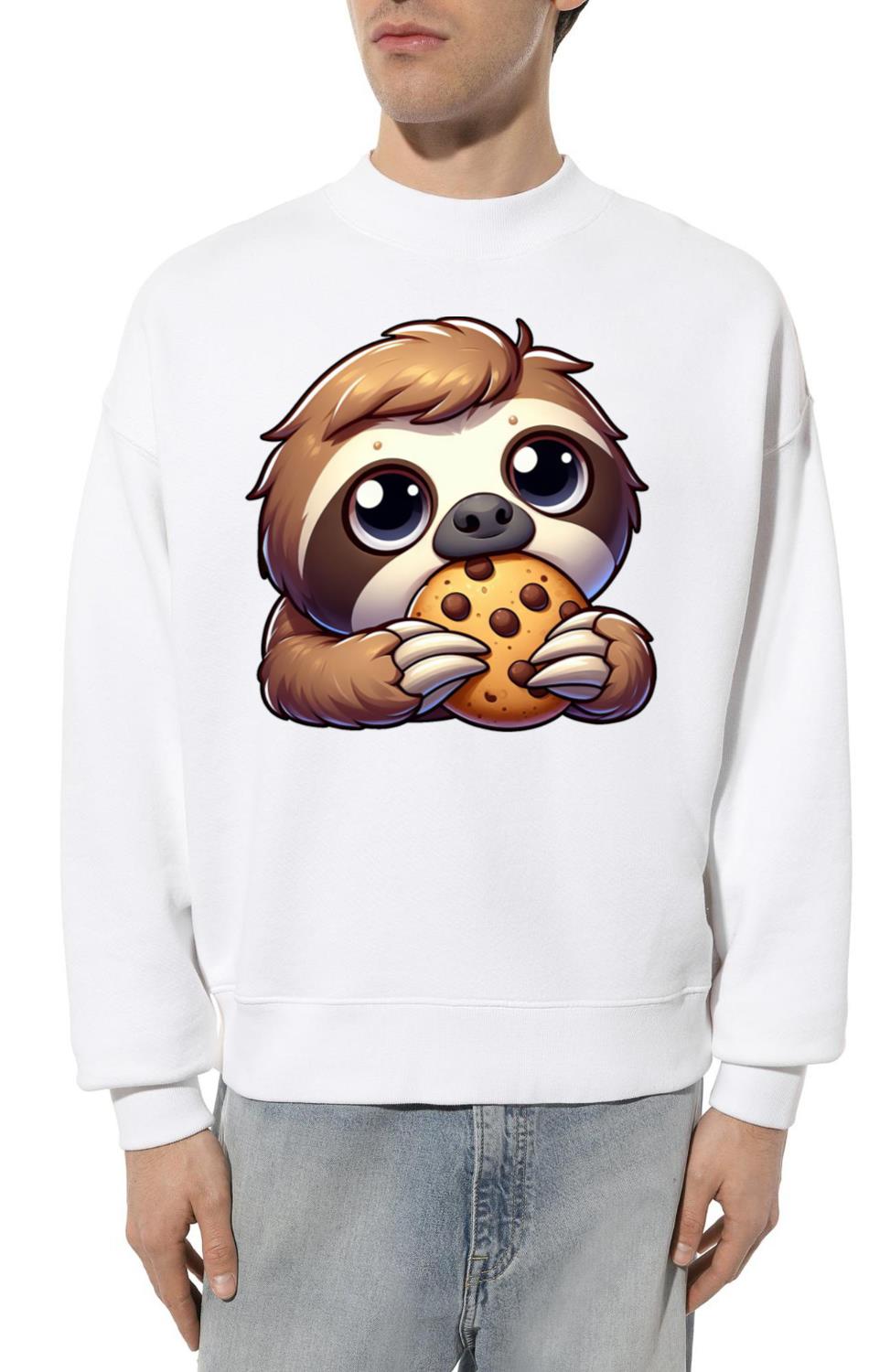 Cute Sloth Cookie Cartoon Snacking - Unisex Sweatshirt