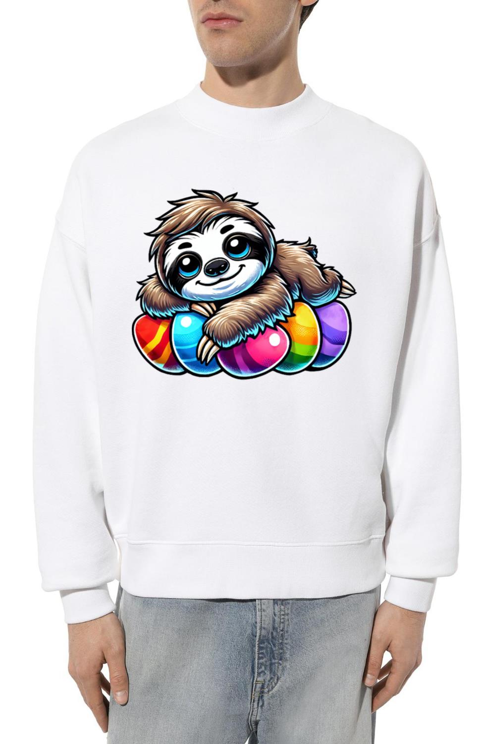 Cute Sloth Easter Egg Cartoon Relaxing - Unisex Sweatshirt