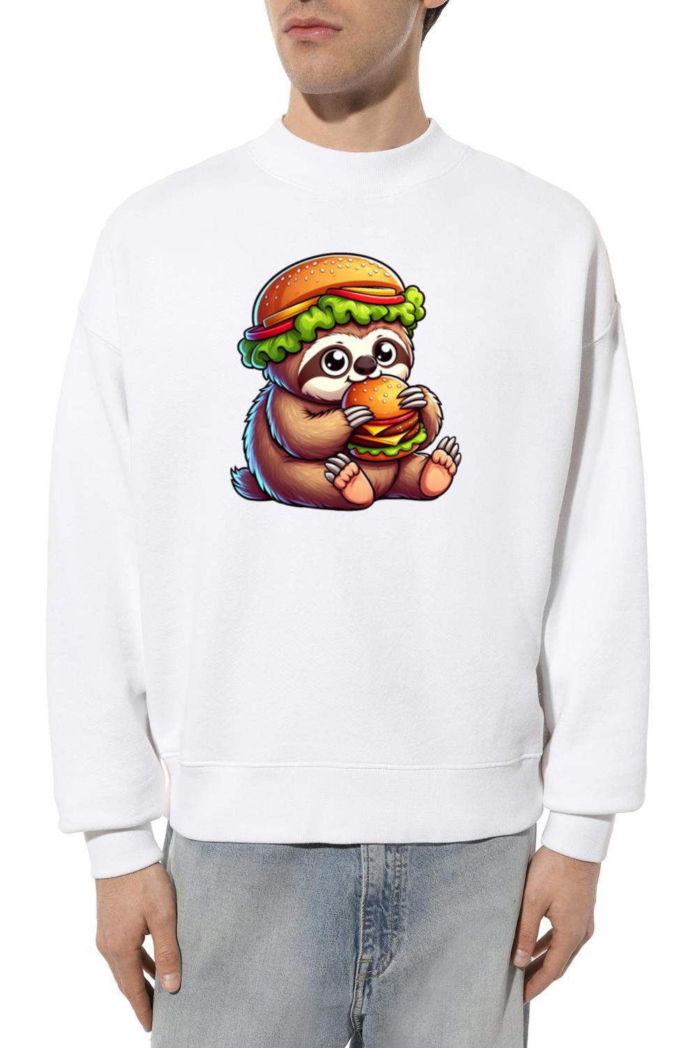 Cute sloth hamburger cheeseburger fast food cartoo - Unisex Sweatshirt