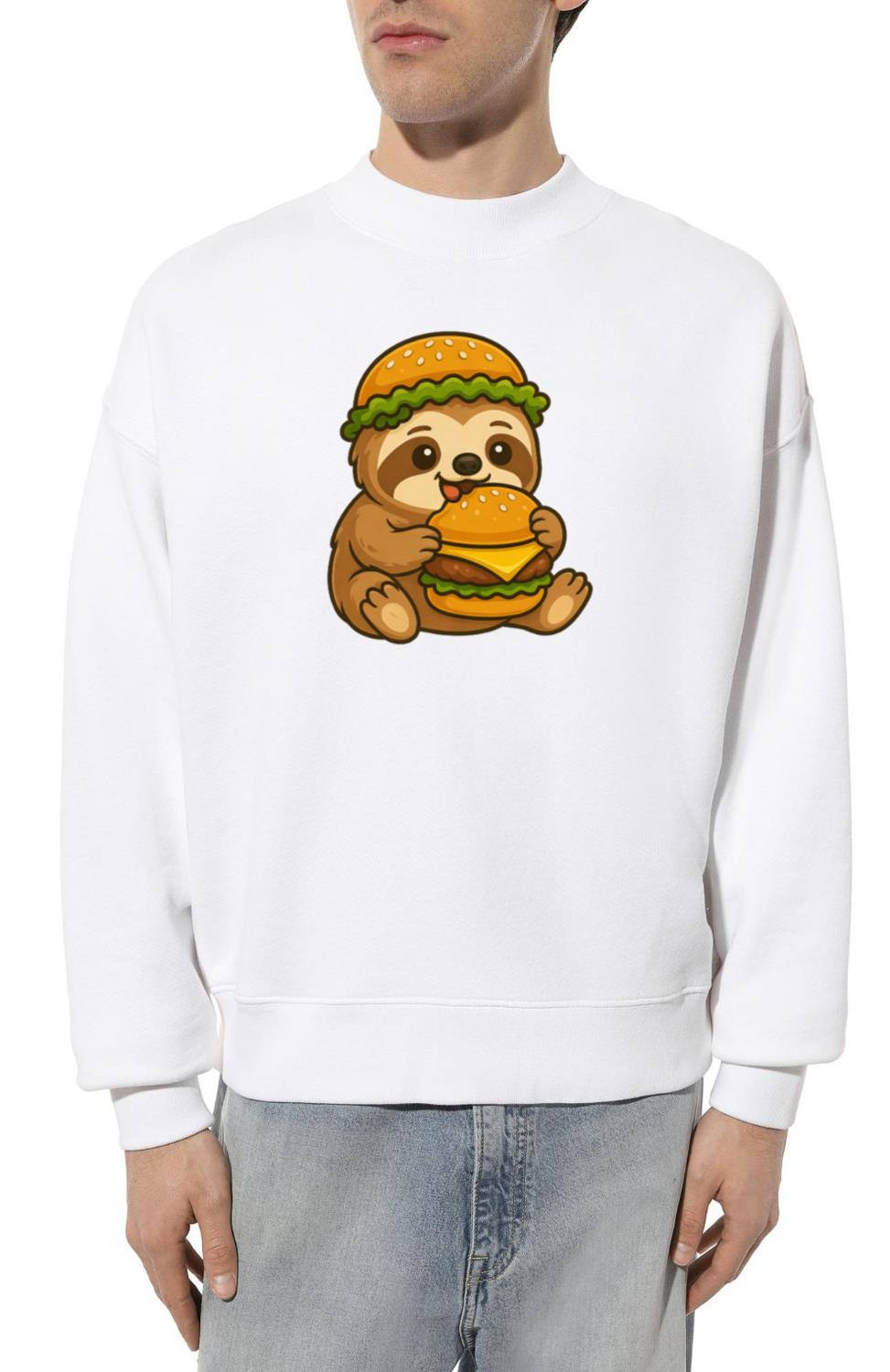 Cute sloth hamburger cheeseburger quirky cartoon - Unisex Sweatshirt