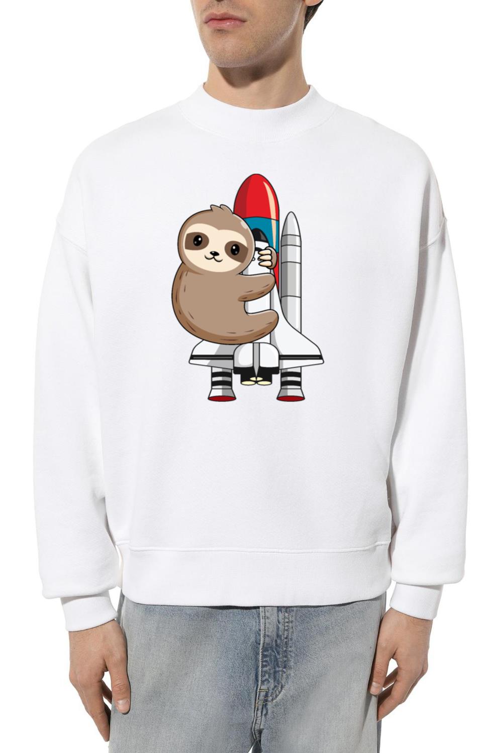Cute sloth hanging on a space ship - Unisex Sweatshirt