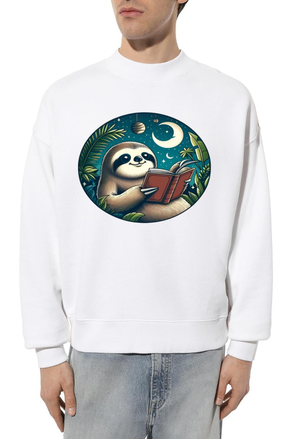 Cute Sloth Reading_ Lazy Bookworm - Unisex Sweatshirt