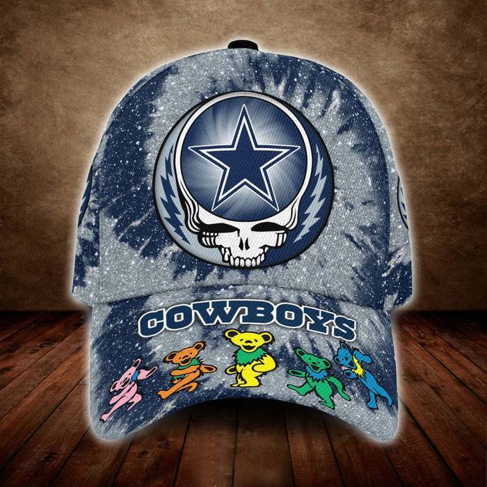Dallas Cowboys Grateful Dead Band 3D Baseball Cap Blue CNI378