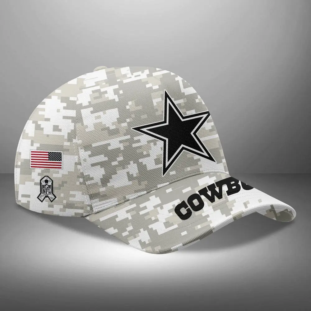 Dallas Cowboys Nfl Arctic Camo 2024 Salute To Service Custom Name And Year Classic Cap Wcc1006