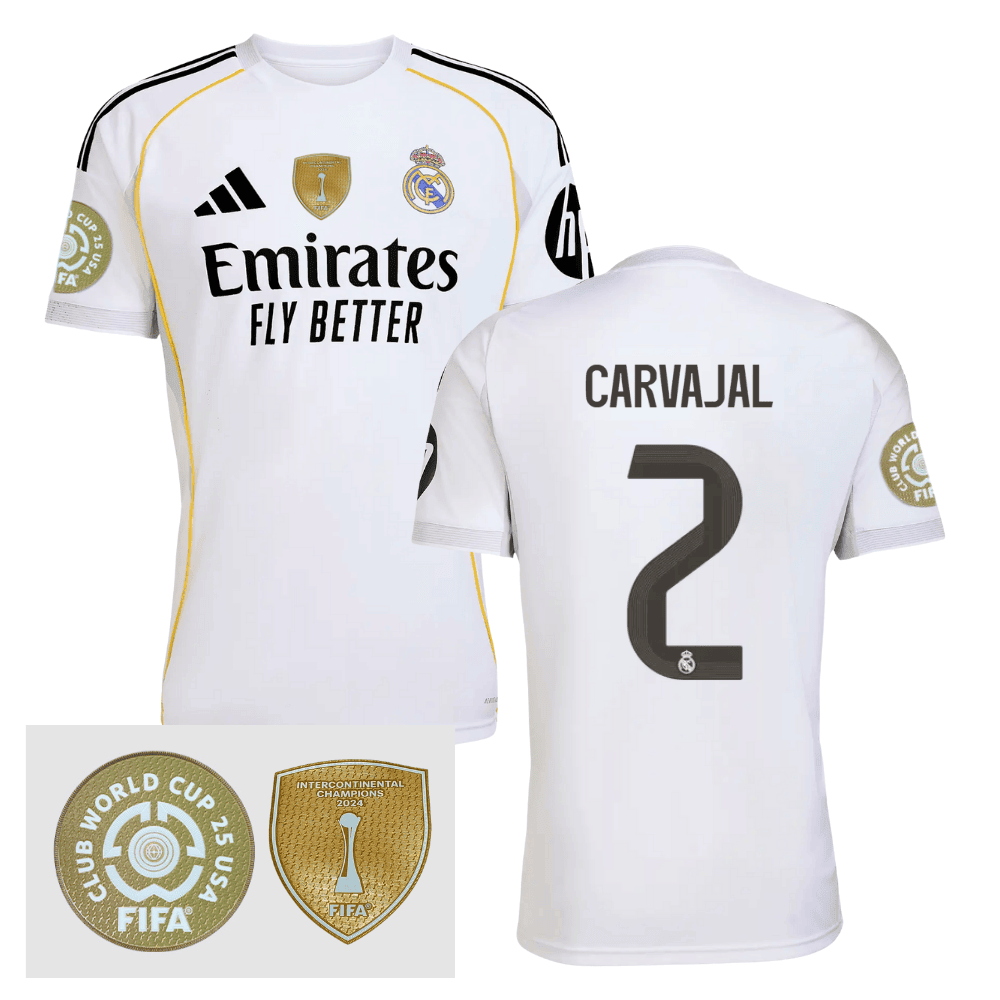 Dani Carvajal 2 Real Madrid 2025/26 FIFA Club World Cup 25 USA Patch Home Men Jersey - White