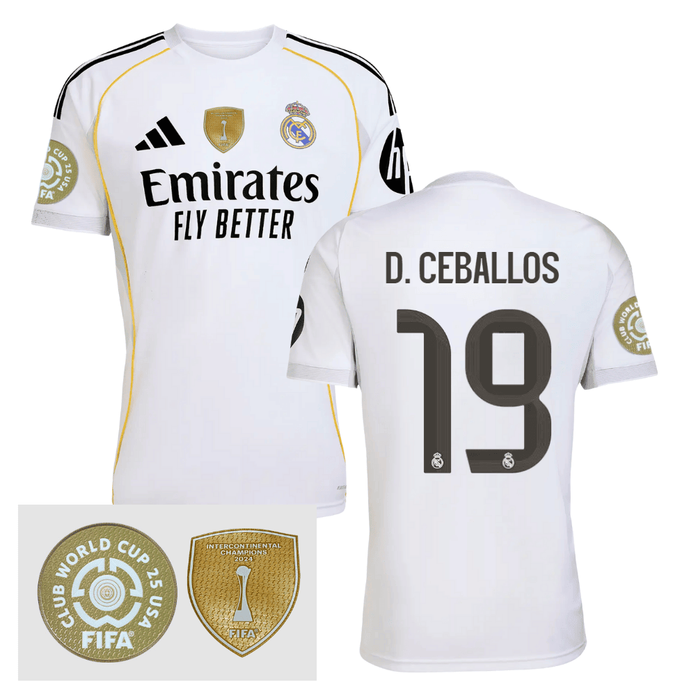 Dani Ceballos 19 Real Madrid 2025/26 FIFA Club World Cup 25 USA Patch Home Men Jersey - White