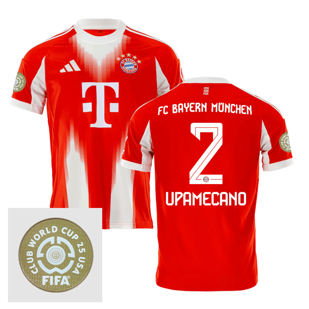 Dayot Upamecano 2 Bayern Munich 2025/26 FIFA Club World Cup 25 USA Patch Home Men Jersey - Red
