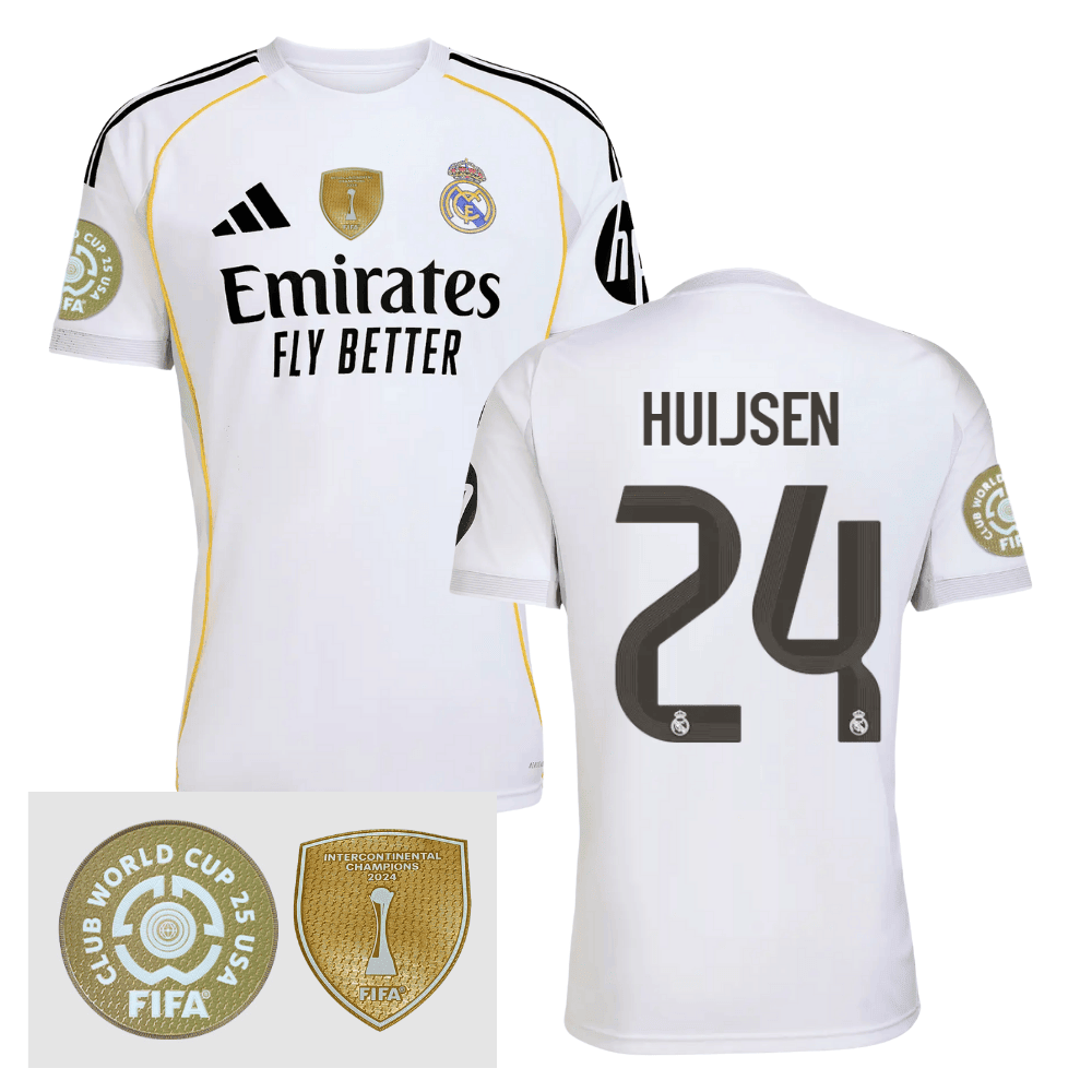 Dean Huijsen 24 Real Madrid 2025/26 FIFA Club World Cup 25 USA Patch Home Men Jersey - White