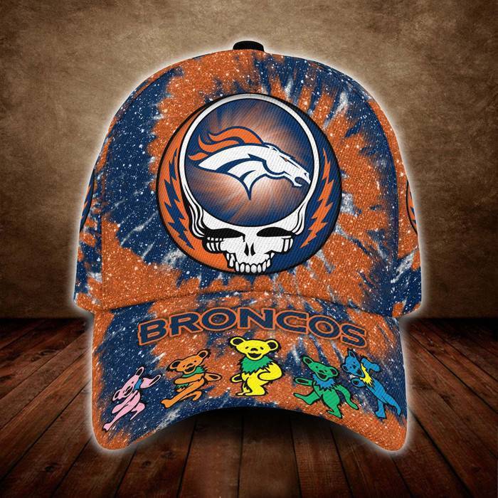 Denver Broncos Grateful Dead Band 3D Baseball Cap Navy Orange CNI404