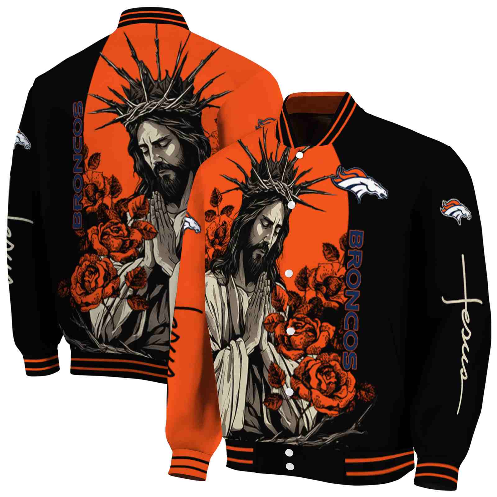 Denver Broncos NCAA Hands In Prayer Orange Black Jacket Custom Gift For Sport Team Fans 