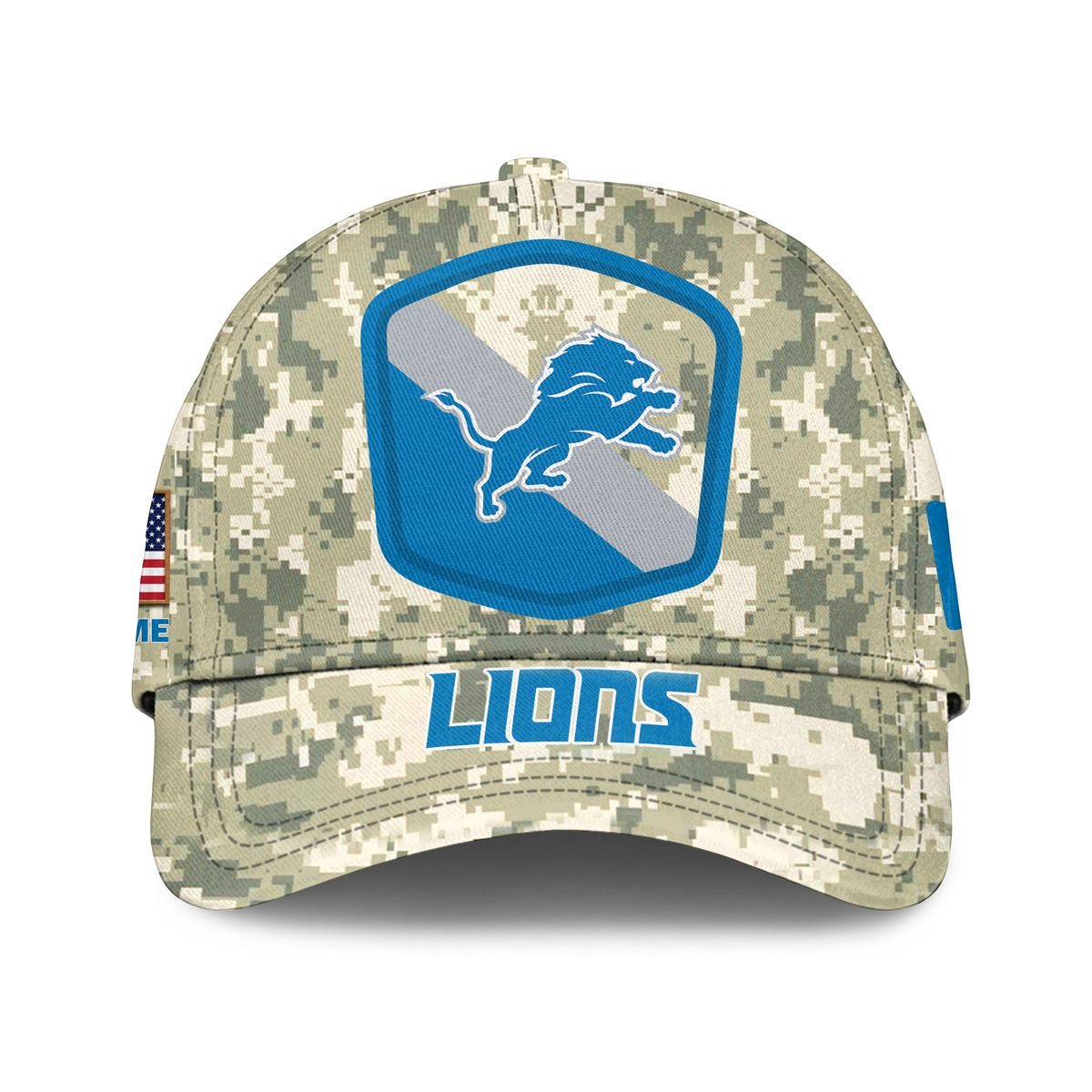 Detroit Lions Camo Salute To Service Personalized Classic Baseball Cap