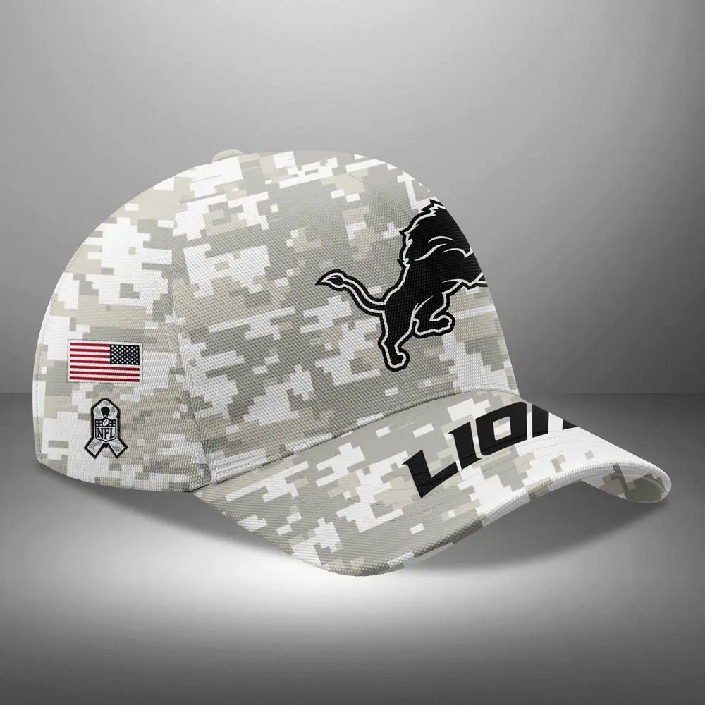 Detroit Lions Nfl Arctic Camo 2024 Salute To Service Custom Name And Year Classic Cap Wcc1015