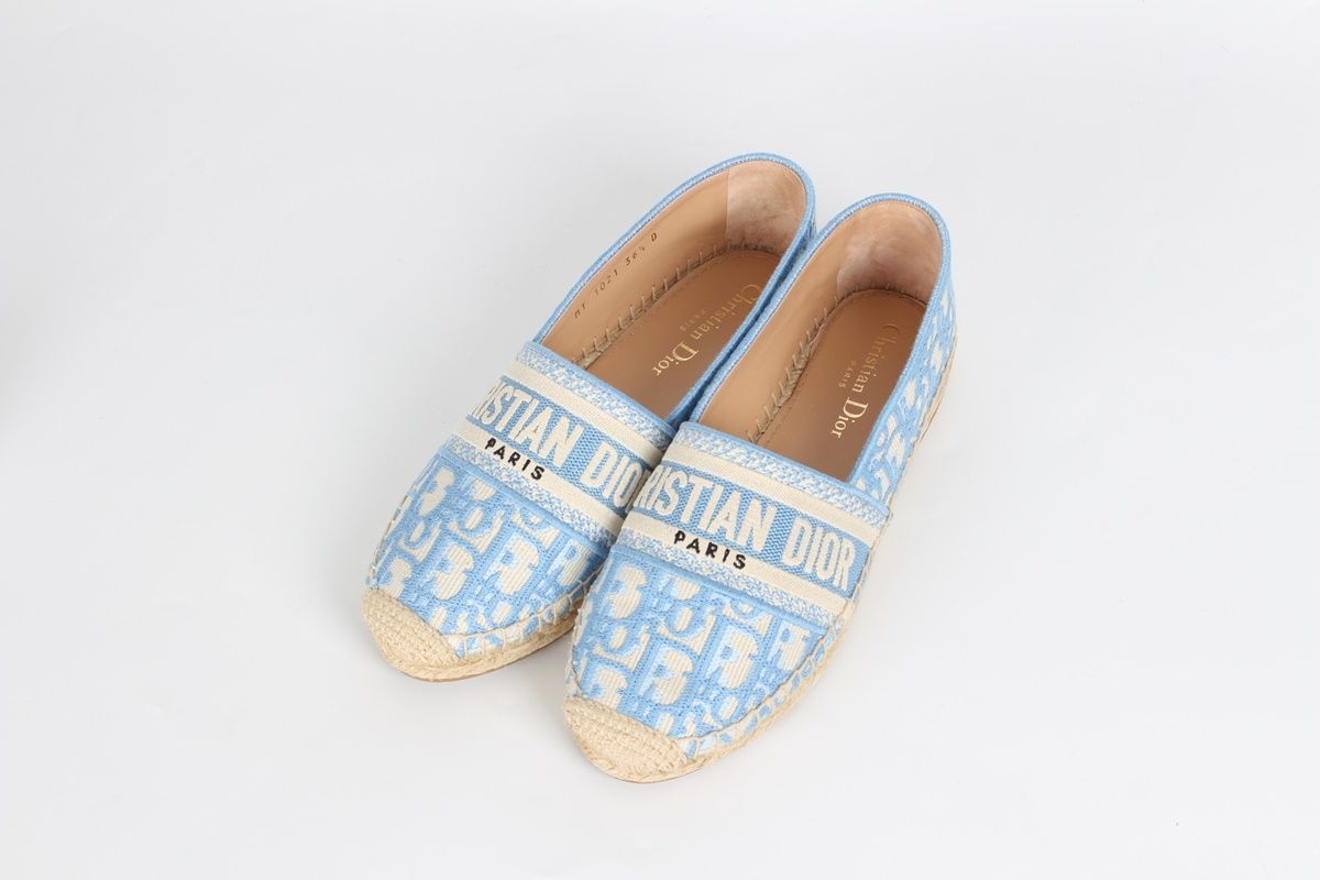 Dior Espadrille Mule Slip-on Blue - Size 36.5 SKU: