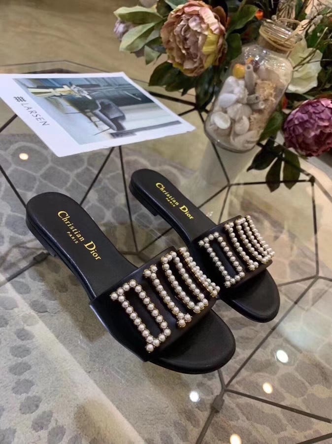 Dior Evolution Pearl Sandals Calfskin In Black