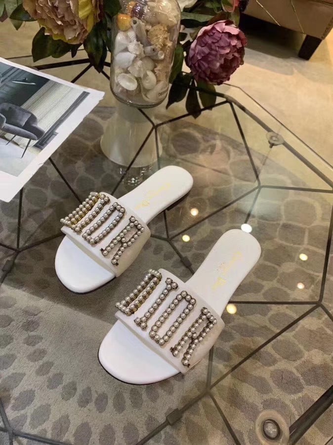 Dior Evolution Pearl Sandals Calfskin In White
