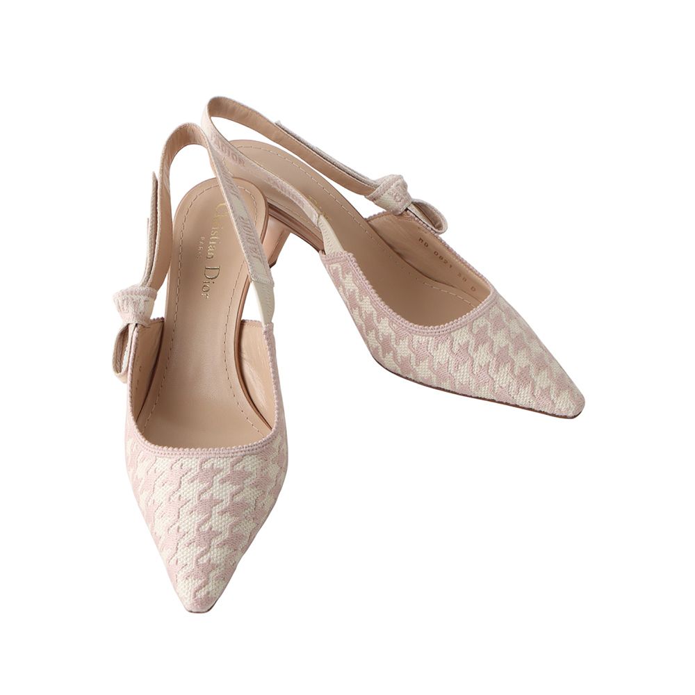Dior Houndstooth Pumps Heel Slingback Size 38 34589
