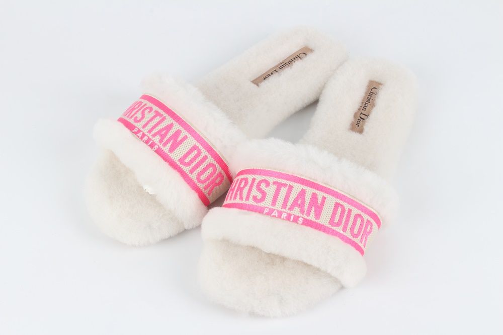 Dior Shearing Pink Logo Mule Slipper 37 SKU #37
