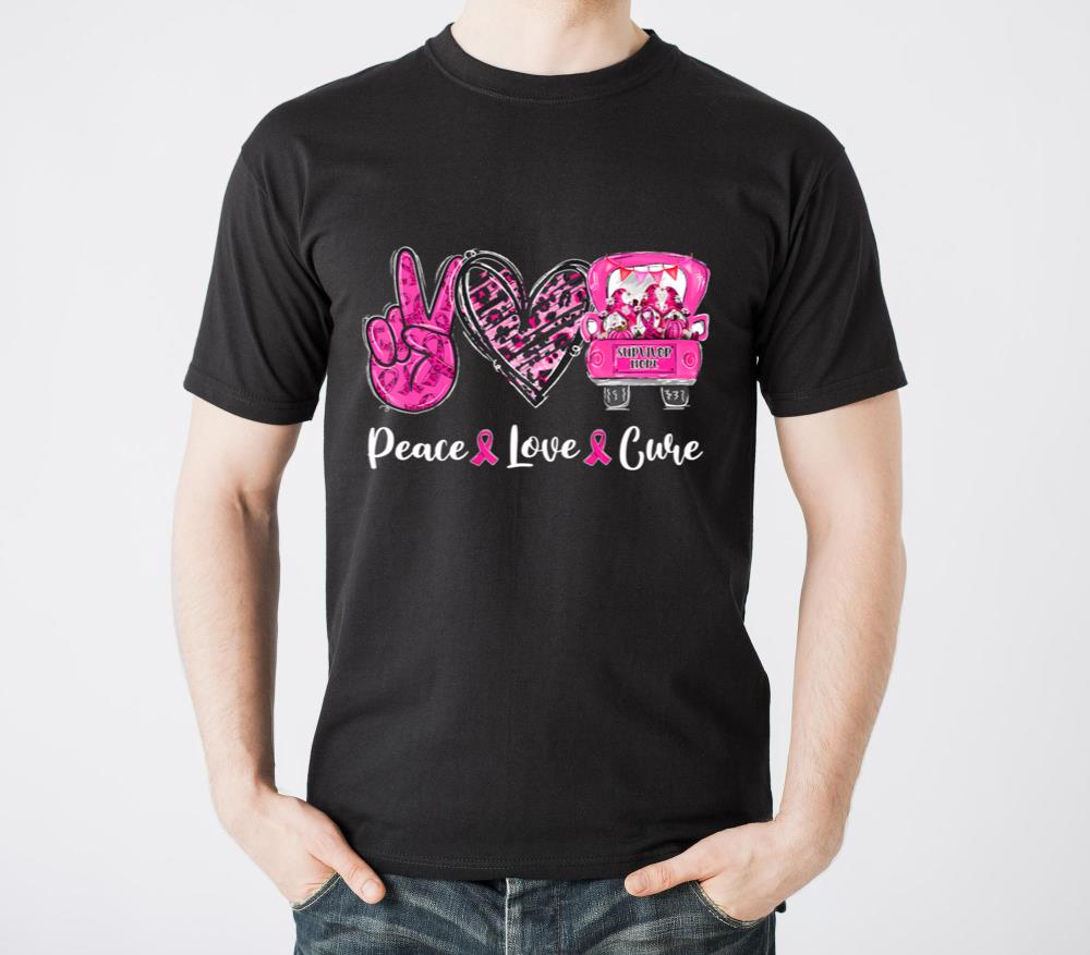 DMM814564Peace Love Cure Pink Ribbon Gnomes Breast - Unisex Standard T-Shirt