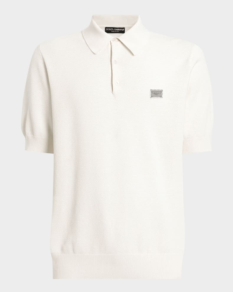 Dolce&Gabbana Men's Plaque Polo Shirt Natural