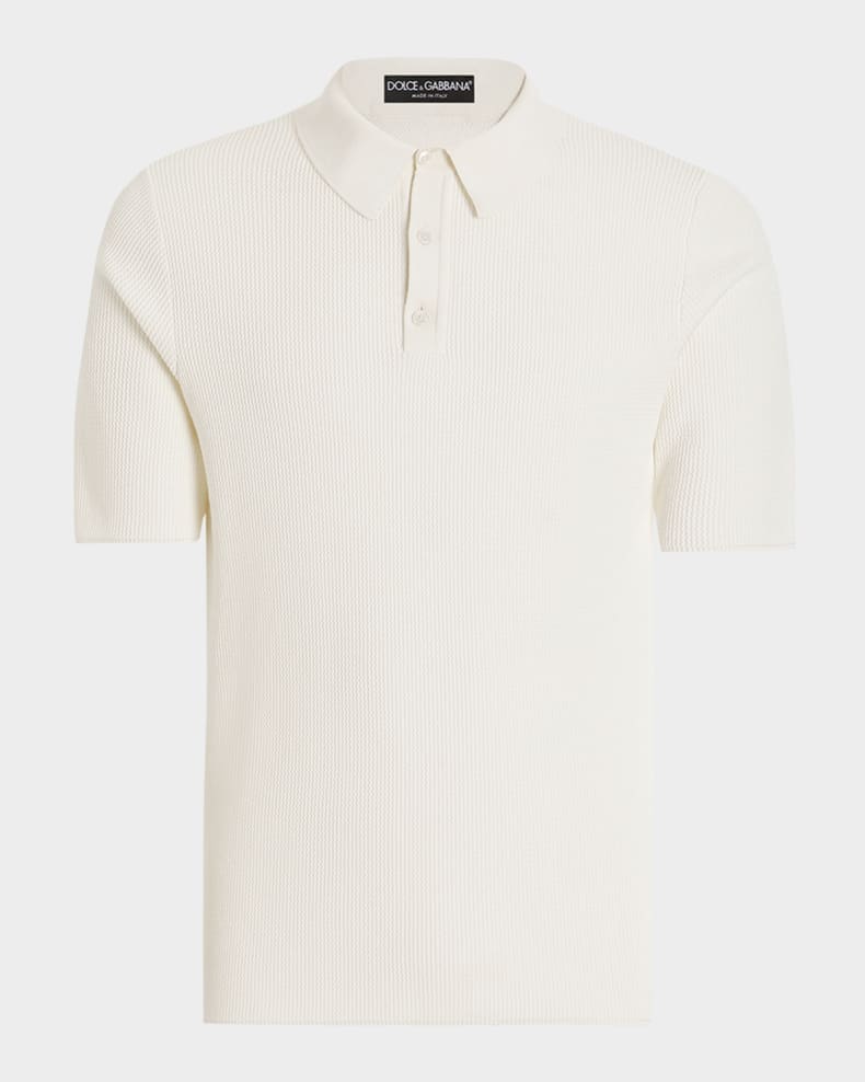 Dolce&Gabbana Men's Short-Sleeve Knit Polo Shirt White